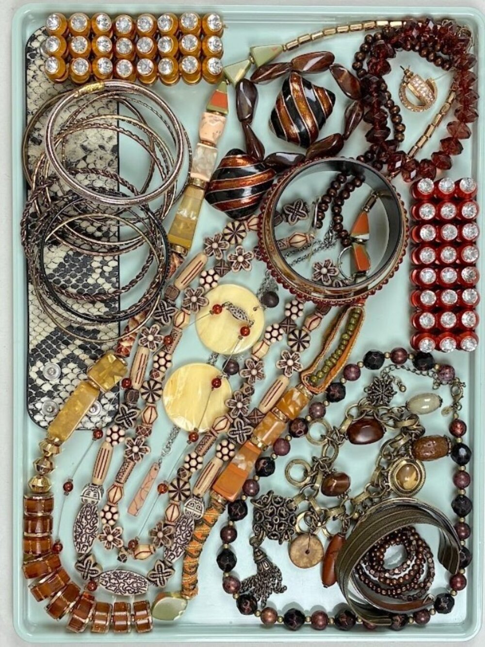 Jewelry Lot Earth Tones Halloween Costume Craft Dress Up Wearable 33 Pcs 1.5 Lb